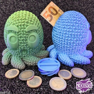 octopus piggy bank body3d fidgettoy toy fanart fan art cute animal holder box secret crocheted crochet 3d print model - Mito3D