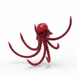 polpo cranio calvera pirata flessibile articolato articulado craneo calavera busto pieza decoracion tentacoli 3d print model - Mito3D