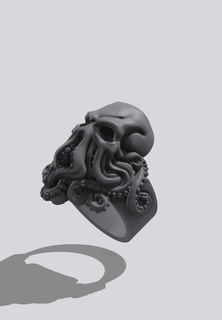 octopus skull ring jewelry 3d print model - Mito3D