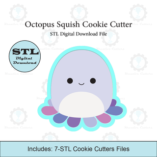 octopus squish cookie cutter stl file cutters squishmallow 3d print model - Mito3D