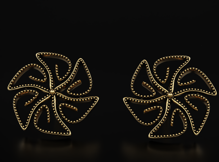poulpe tentacule boucles d'oreilles 599 3dprinted conception mode or d'or bijou bijoux impression imprimable prototypage argent 3d print model - Mito3D