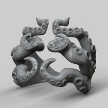 octopus tentacle ring jewelry cthulhu base mesh luifer art design 3d print model - Mito3D