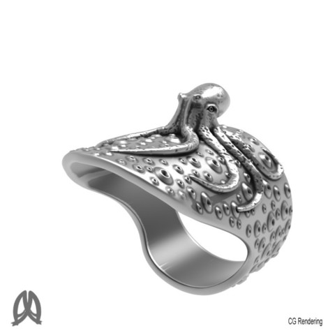pulpo anillo de pulgar la joyería 3d 3D print model - Mito3D