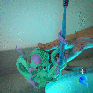 poulpe brosse dents titulaire soutien permanent océan mer marin décor Accueil maison utile animal 3d print model - Mito3D