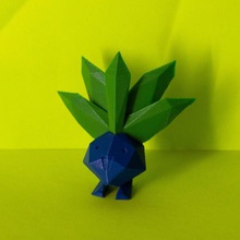 oddish poly plant pokemon pokémon low grass low-poly lowpoly polygon diamond faceted cubism cubistic kubismus kubistický ash pikachu nintendo gameboy gen i first generation toy figure collection gift present kids birthday pokeball supportless no supports pogo go nds 3ds switch lets onion blueberry 3d print model - Mito3D
