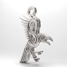 odin raven pendentif bijoux keychan trousseau de clés viking jannie luifer 3d print model - Mito3D