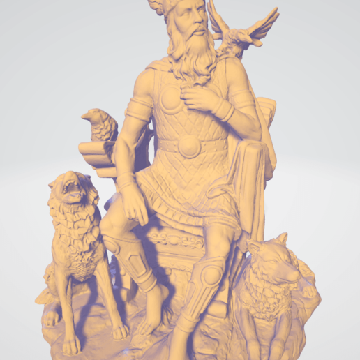 odin sentado lobos corvos de impressão 3d do modelo a arte escultura 3dprintingodin 3dprintingsculpture odinsculpture nórdicos goodnordic estátua figura antiga idade varreduras réplicas 3D print model - Mito3D