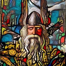 odin stained glass art lithophane 3d print model - Mito3D