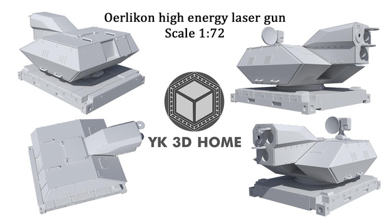 Oerlikon haute énergie laser pistolet échelle 1 72 3d print model - Mito3D