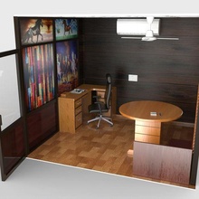 Büro Kabine Innere 3d Modell Lowpoly Architektur 3dmodel drucken Möbel Stuhl Szene Tabelle tv LED modern Zimmer Haus 3d print model - Mito3D