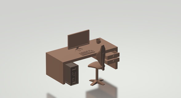 office desk pc desktop chair home furniture 3d print model - Mito3D