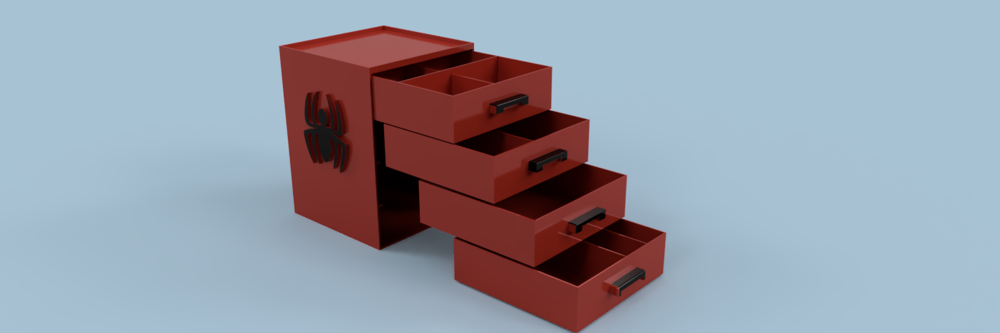 escritório armazenamento casa gaveta Ferramentas aranha homem maravilha impressão simples 3D print model - Mito3D