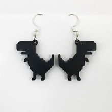 offline dinosaur earrings jewelry 8bit cool dino jewellery pixel trex 3d print model - Mito3D