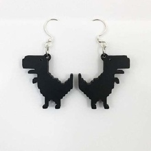 offline-Dinosaurier Ohrringe Schmuck 8bit Coole dino Dinosaurier pixel trex 3d print model - Mito3D