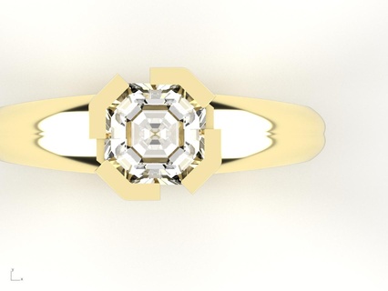 offset ring size 65 6x6 emerald square design us tolerance stl diamond engagement solitaire 3d print model - Mito3D