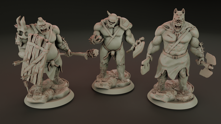 ogres melee squad creature 3dprint 3dmodel game tabletop miniatures art 3d print model - Mito3D