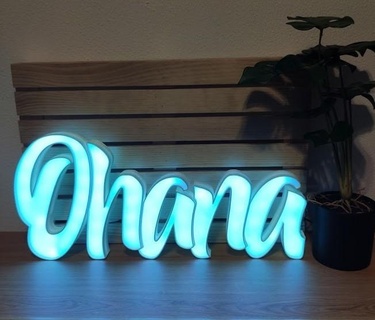 ohana sign lamp family light led 3d print model - Mito3D