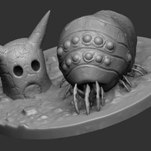 ohmu scena lone stampa 3d concetto art le creature worm valleyofthewind nausicaa monster insetto creatura il bug 3d print model - Mito3D