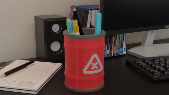 oil drum - pencil cup barrel petrol pen industrial minimalist organizer 3d print model - Mito3D