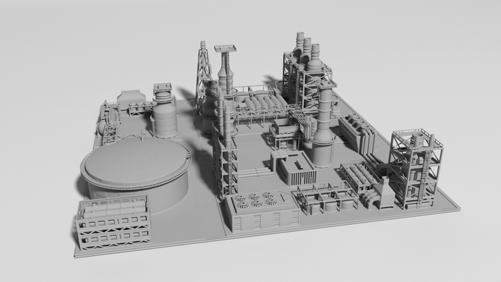 oil factory gas industrial tools tank platform tower 3d print model - Mito3D