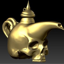 oil lamp skull art 3d print model - Mito3D
