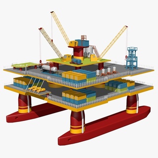 pétrole Plate forme plate offshore forage gaz gisement industrie derrick océan voyou mer terre 3d print model - Mito3D
