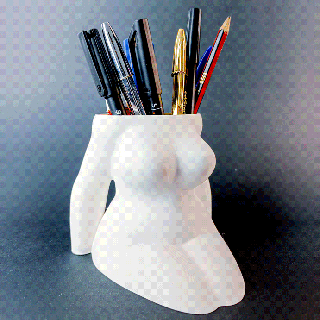 ola- sitting woman pen holder vase support pencil bust decoration flower desk office home female 3d print model - Mito3D