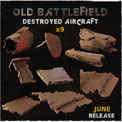 velho campo batalha destruído aeronave jogos guerra bits astra militarum baseando pranchas lagartas 3d print model - Mito3D