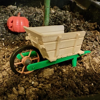 old decorative wooden wheelbarrow miniature garden tool box container decoration 3d print model - Mito3D