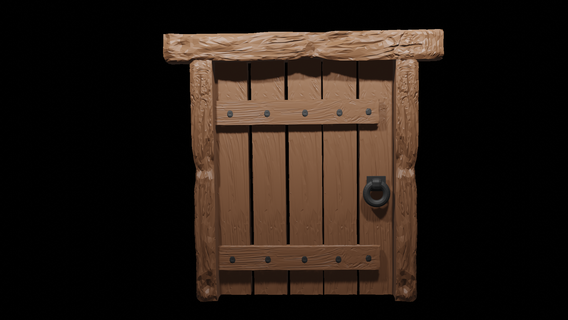velho porta casa antigo medieval madeira 3d print model - Mito3D