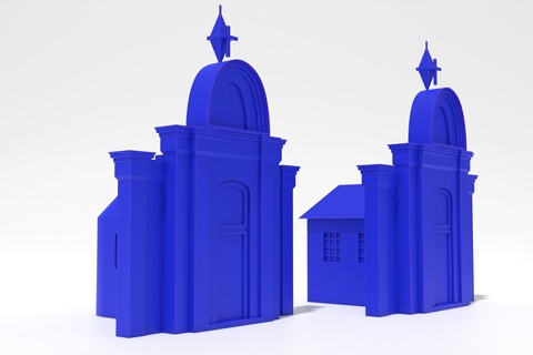 old dutch church two variants - print ready netherlands building diorama architecture facade columns vintage retro walls historic 3d print model - Mito3D