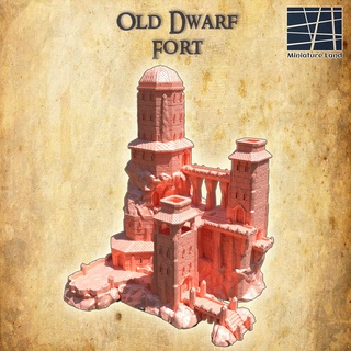 old dwarf fort 28 mm tabletop terrain fort tabletop rpg dnd castle medieval supportfree old stone cliff structure playable interior modular 28mm 25mm observatory dwarf wargame  3d print model - Mito3D