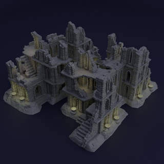 old ruins 28 mm tabletop terrain rpg dnd castle medieval supportfree stone destroyed smith structure playable interior modular 28mm 25mm 15mm wargame 3d print model - Mito3D
