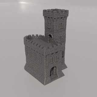 old town watch 28 mm tabletop terrain townwatch rpg dnd house medieval supportfree stone tower seaside structure playable interior modular 28mm 25mm 15mm wargame 3d print model - Mito3D