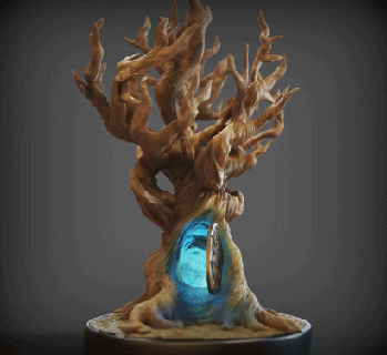 old tree door diorama theme -fantasy- stage base background 3d print model - Mito3D