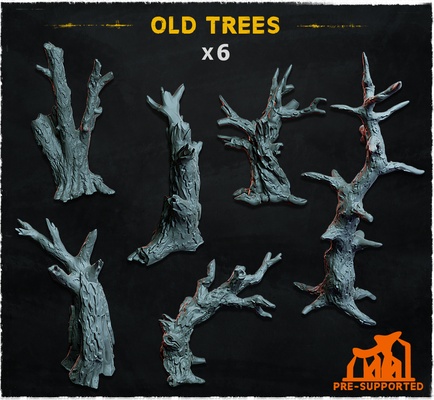 old trees - basing bits 10 forest tree fallen fungus branches stump dioramma 3d print model - Mito3D