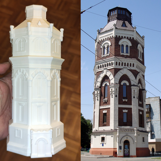 old water tower Architecture history building pumping station temple fortress stone architecture exterior diorama mariupol ukraine home historic fire 3d print model - Mito3D