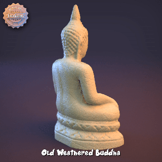 eski yıpranmış Buda heykel ev Odun oymacılık Sanat din meditasyon 3d model Bahçe 3d print model - Mito3D