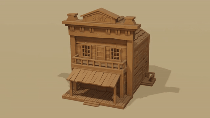 old west texas style architecture - bank wild western middle earth dark ages terrain medieval train tower greenhouse tabletop d&d miniatures war anime keychain 40 hammer wall diorama 3d print model - Mito3D