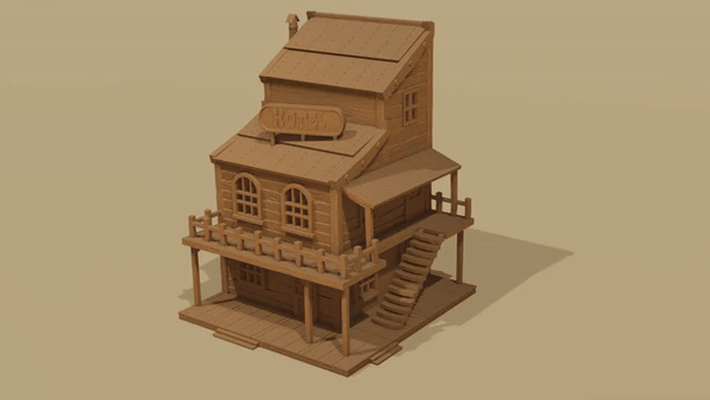 old west texas style architecture - hotel wild western middle earth dark ages terrain medieval train tower greenhouse tabletop d&d miniatures war anime keychain 40 hammer wall diorama 3d print model - Mito3D