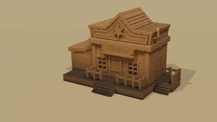 old west texas style architecture - sheriff wild western middle earth dark ages terrain medieval train tower greenhouse tabletop d&d miniatures war anime keychain 40 hammer wall diorama 3d print model - Mito3D