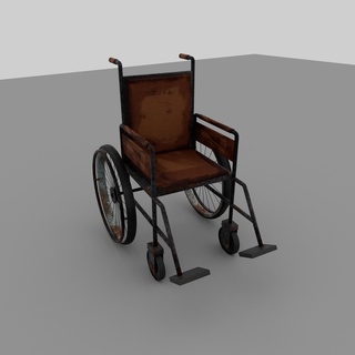old wheel chair 3d maya horror low poly 3d print model - Mito3D