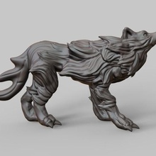 old wolf game wolves toy sculpture monster magic little furniture fur fantasy dog dnd miniature creature canine beast animals animal 3d 3d print model - Mito3D