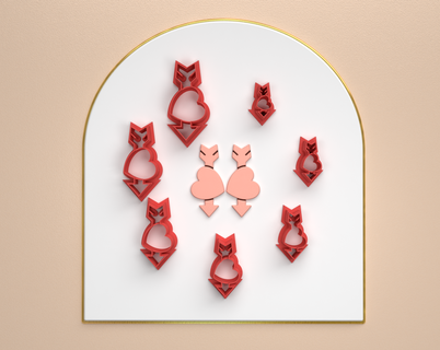 olymer clay cutters 7 size 2 version cut heart arrow euliteccom -cc-copyrighted-license polymer cutter indie minimalist fashion jewel arch organic eulitec 3d print model - Mito3D