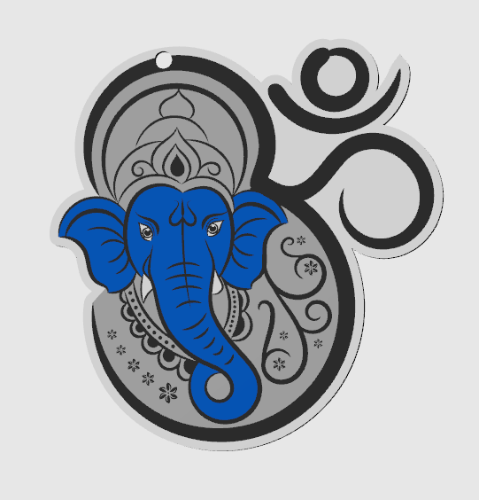 om ganesh clé chaîne accueil maison porte clés 3D print model - Mito3D