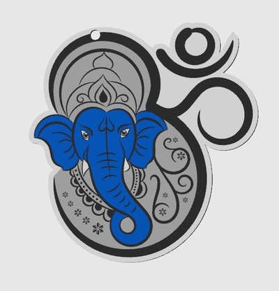 om ganesh llave cadena hogar casa llavero 3d print model - Mito3D