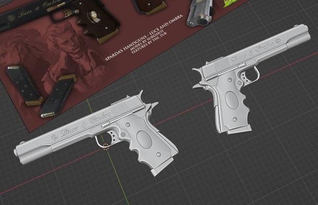 ombra luce trish pistole diavolo cosplay pistola stl dmc 3d print model - Mito3D