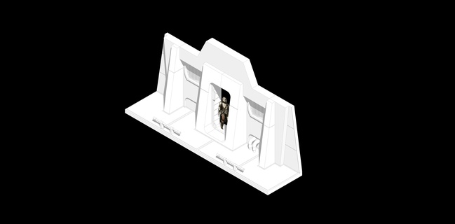 1 12 sw mando casa fachada 01 Estrela guerras diorama arquitetura bo Katan mandaloriano trono 3d print model - Mito3D