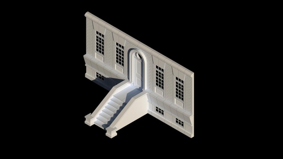 one 18 nyc street building facade a01 diorama 1 scale figures staircase window door base 3d print model - Mito3D