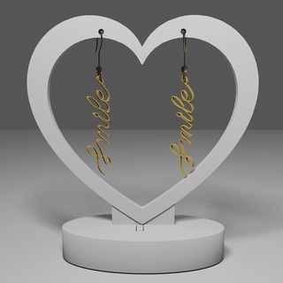 one line smile earrings earring simple elegant jewelry gift word mother's day minimalist jewellery 3d print model - Mito3D